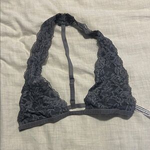 Charcoal Lace Halter Bralette